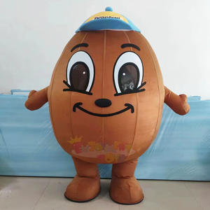 ชุดมาสคอตเป่าลมธีมเมล็ดกาแฟ/เมล็ดถั่ว ยี่ห้อ Enjoyment Brand ตุ๊กตาถั่วสวมหมวกถือธง สำหรับผู้ใหญ่ในช่วงวันหยุด - Product Image 2