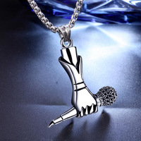 Bijoux de mode unisexe en alliage de zinc hip-hop punk diamant boîte de fiançailles chaîne mini microphone pendentif collier