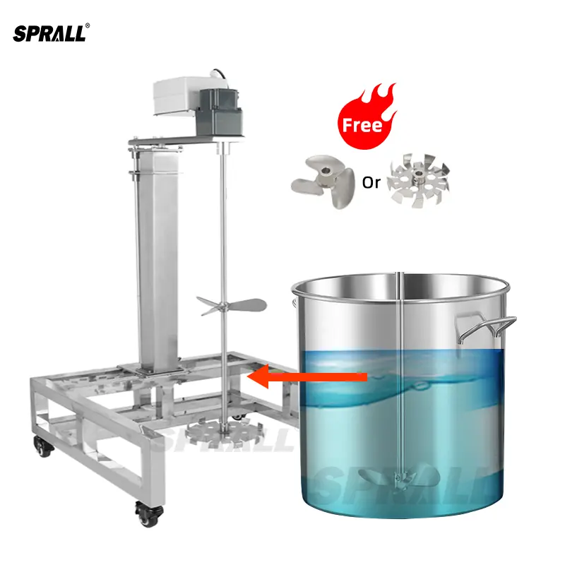 SPRALL कार्बनिक सॉल्वैंट रासायनिक आंदोलनकारी कॉस्मेटिक खाद्य जल आधारित चिपकने वाले पेंट तैलीय तरल साबुन इलेक्ट्रिक मिक्सर मशीन