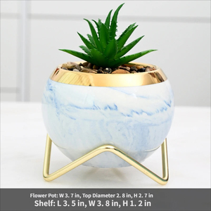 Pots de fleurs en céramique modernes et luxueux pour l'intérieur, avec supports métalliques et trou de drainage pour plantes succulentes - Product Image 3