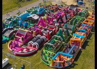 Grande course d'obstacle gonflable en PVC pour adultes, terrain de jeux d'extérieur, locations de parc