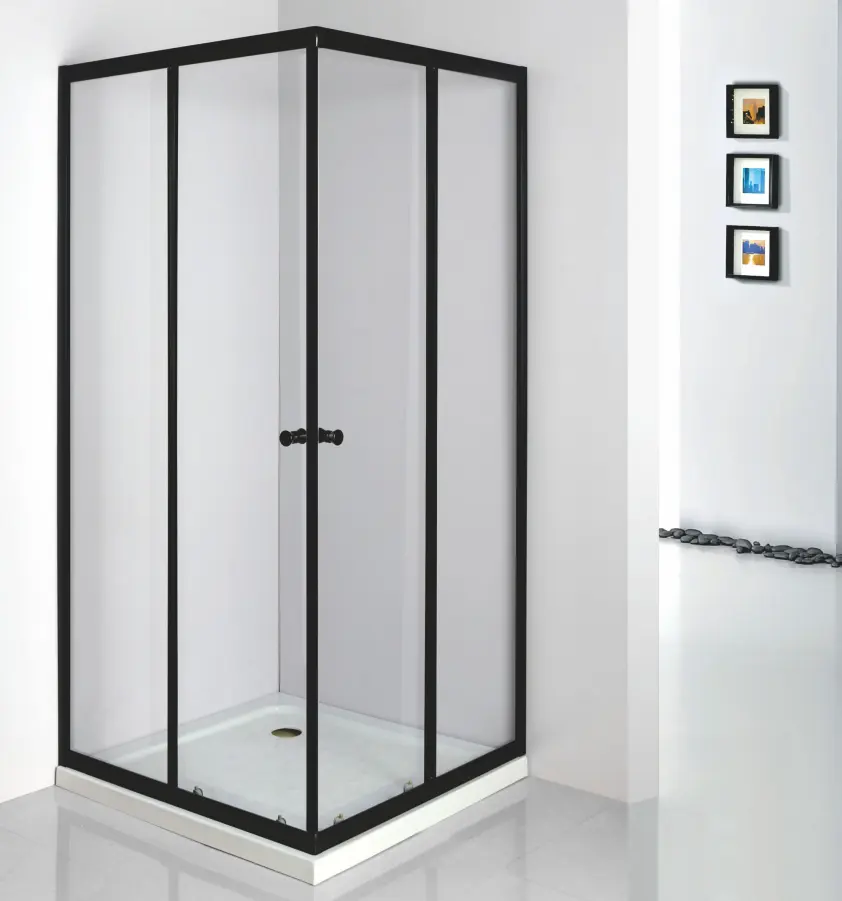Sala de chuveiro quadrada, novo estilo, fosco, preto, pintado, 90x90, entrada de canto, porta de vidro deslizante, chuveiro, quarto, qualidade acc