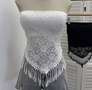 Top corto sin mangas con encaje y borlas, estilo tubo, con almohadillas antideslizantes y diseño ajustado para <span class=keywords><strong>mujer</strong></span> - Product Image 6