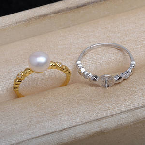 S925 Silver Heart-Shape Open Ring Holder Fashionable JG5872 DIY Accessory for <b>Pearl</b> Jewelry 10-11mm <b>Loose</b> <b>Pearls</b> - Product Image 1