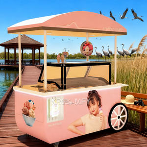 Chariot mobile de vente de crème glacée et de restauration rapide en métal, résistant à la rouille, pour la vente de rue en extérieur - Product Image 1