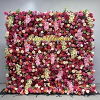 3D Pink Rose Flower Wall Silk Fabric Backdrop Roll up Wedding Party Event Decor