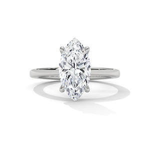 Bague de Fiançailles et de Mariage Style Vintage en Or Blanc 10k, 14k avec Diamants de Laboratoire Taille Marquise et Pierres Latérales, Design Adorable - Product Image 1