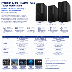 Station de travail Dell Precision T7875 T5860 T7960 Tower, Intel Xeon, AMD Threadripper PRO, pour CAO 3D et rendu IA - Product Image 2