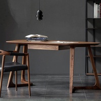 Escritorio Nórdico de Madera Maciza para Estudio en Casa, Caligrafía, Oficina, Escritura, Uso con Computadora, Diseño Italiano Minimalista, Modelo SZ01