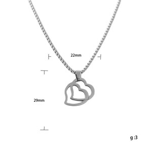 Collier avec pendentif en forme de cœur creux en acier inoxydable pour homme, cadeau à thème géométrique rétro 120128 - Product Image 5