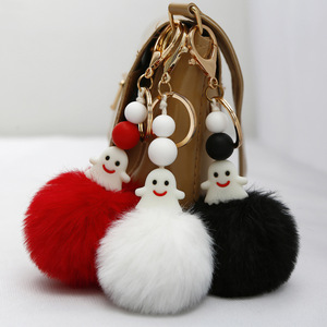 Offre Spéciale – <span class=keywords><strong>Mini</strong></span> <span class=keywords><strong>Pompon</strong></span> Noir et Blanc Personnalisable, Accessoire de Sac Lumineux Tressé Écologique, Décoration de Porte-clés Mignon de Dessin Animé - Product Image 3