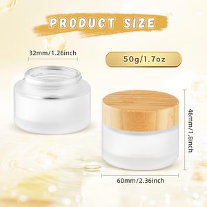 Bocaux en verre écologiques 5g-200g avec couvercle à vis en bambou, option givré, pour huiles essentielles, soins de la peau, crèmes pour les yeux et lotions - Product Image 2