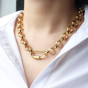 Acier inoxydable 316L grande chaîne Rolo large collier ras du cou avec mousqueton fermoir serrure bricolage <span class=keywords><strong>cercle</strong></span> chaîne collier résultats de bijoux - Product Image 6