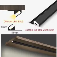 Profilé LED linéaire en aluminium à montage en surface, faisceau oblique, diffuseur invisible, canal de rétroéclairage pour armoire, tube lumineux, bande lumineuse