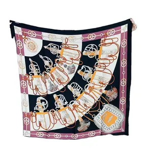 French scarf fashion with shirt set gift box 110cm square scarf elegant temperament silk scarf wholesale