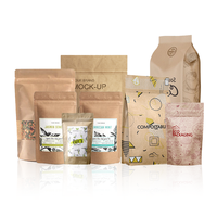 Sachets d'emballage en papier kraft blanc alimentaire amical pochette kraft debout sac en papier kraft brun debout pochette ziplock