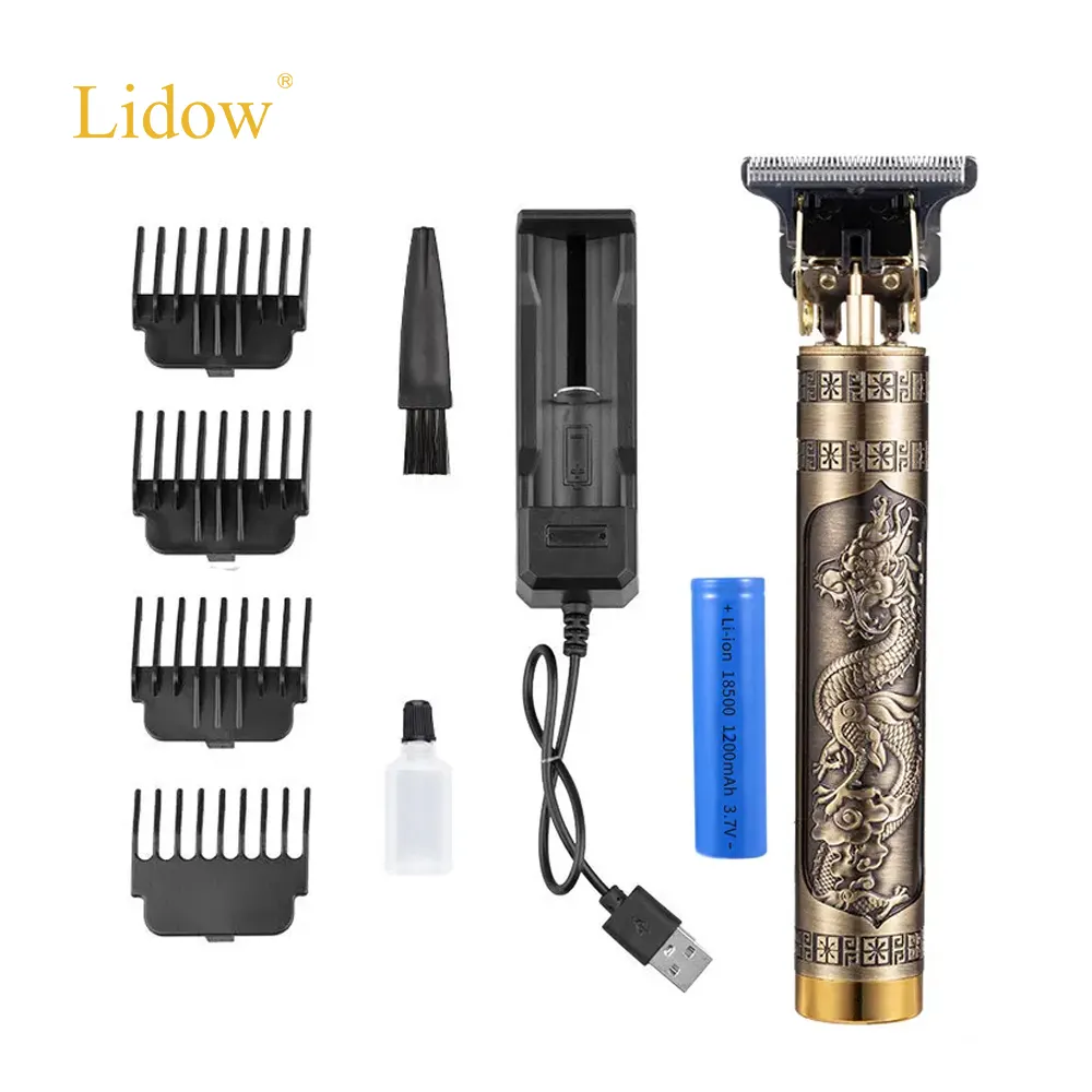 LIDOW Professional Cordless Dragon Gold Barber Hair Clippers for Men Barber Shaver Trimmer Beard 0mm Hair Cutting Machine