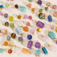 Pendentifs Breloques en Quartz Cristal Naturel Brut et Facetté, Breloques en Pierre Naturelle en Acier Inoxydable pour la Fabrication de Bijoux