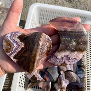 Cristal de Cuarzo Rutilado Super Siete con Simbología de Corazón y Luna de Fluorita Aurora Natural al por Mayor para Decoración del Hogar - Product Image 1