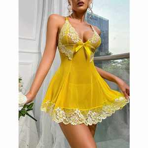 Camisones de Satén con Encaje para Mujer, Vestidos Elegantes, Disfraces para Fiestas, Ropa de Dormir de Fibra de Poliéster - Product Image 1