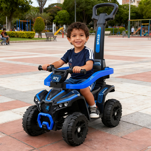Vélo d'équilibre à quatre roues pour bébé de 1 à 4 ans avec poignée de poussée, lumières et musique – Vente en gros usine - Product Image 1