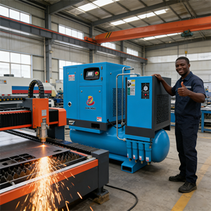 Compresseur d'air industriel à vitesse fixe 4-en-1 tout-en-un à vis 15KW 22KW économie d'énergie refroidi par air lubrifié avec découpe laser - Product Image 6