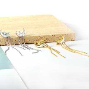 Pendientes de Acero Inoxidable con Colgante de Estrella y Corazón, Resistentes al Agua, con Borlas Largas de Zirconia y Arcilla Polimérica para Mujer - Product Image 6