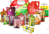 Pochette souple robuste en plastique avec bec verseur et bouchon, personnalisable avec logo, pour le stockage de jus et de liquides