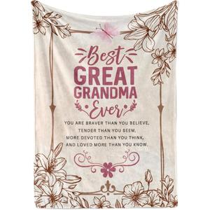<b>Pink</b> Floral Grandmother Quote Grandma Flannel <b>Blanket</b> Throw <b>Blanket</b> Nap <b>Blanket</b> Machine Washable Fade Resistant Custom Print - Product Image 1