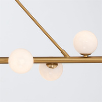 Lustre linéaire moderne en verre de style nordique, finition dorée, lampe suspendue inclinée en métal pour table à manger, salon, hôtel