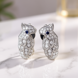 Orecchini E2073 in Oro Bianco con Diamanti Taglio Brillante Rotondo Colore D Naturali di Lusso per Uso Quotidiano Femminile - Product Image 2