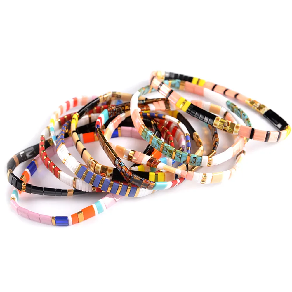 Bijoux de mode européen Boho Miyuki verre couleur Tila perle porte-bonheur bricolage à la main été hommes femmes événement chaîne Bracelet