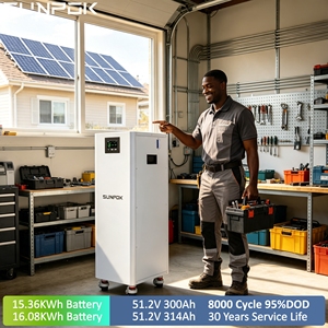 แบตเตอรี่โซลาร์ SUNPOK 10 รับประกัน 51.2V 314Ah LiFePO4 ระบบกักเก็บพลังงานภายในบ้าน 16kWh 15kW ลิเธียมไอรอน พาวเวอร์วอลล์ - Product Image 2