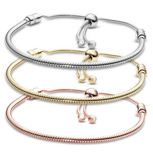 <span class=keywords><strong>Bracelet</strong></span> PDR P-Family Nouveau Style en Argent, Bijou Tendance pour Femme, Chaîne Serpent Charmante, Réglable, Fait Main, Idéal Cadeau - Product Image 4