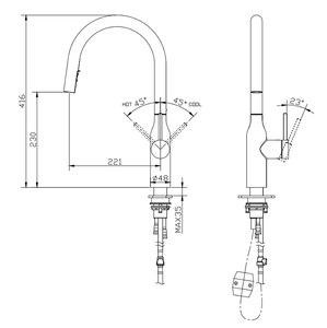 <span class=keywords><strong>KEMEN</strong></span>-Grifo de cocina moderno y contemporáneo montado en cubierta, rociador extraíble monomando, acero inoxidable 304/316, 5 años de garantía - Product Image 6