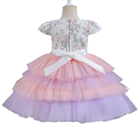 Couche de conception OEM Robe d'anniversaire pour filles à fleurs Robes tutu colorées de princesse d'été