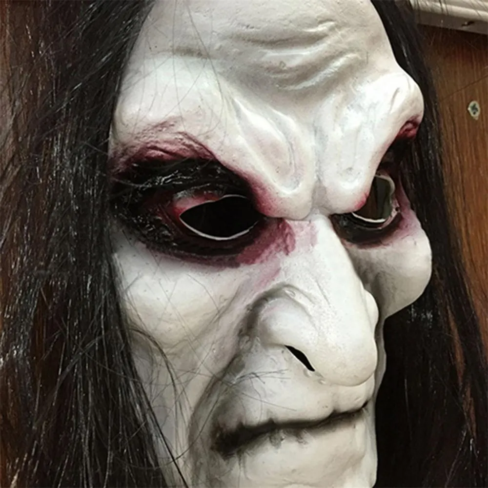 Halloween Mask Face Cos Props Grudge Hedging Zombie Realistic Masquerade Long Hair Ghost Halloween Cover Scary Mask