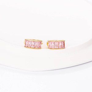 CM gioielli moda commercio all'ingrosso 18K ottone con piatto d'<span class=keywords><strong>oro</strong></span> <span class=keywords><strong>orecchini</strong></span> di alta qualità <span class=keywords><strong>rettangolari</strong></span> rosa zirconi <span class=keywords><strong>orecchini</strong></span> da donna - Product Image 3