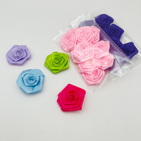 E-Magic Ventes Flash : Fleurs en Ruban de Satin Faites à la Main de 4,5 cm, Nœuds en Forme de Rose Bleus et Roses pour Accessoires Vestimentaires