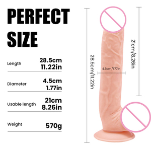 Color y tamaño personalizados, 11 pulgadas, tamaño grande, pene, juguete sexual para adultos, Consolador de PVC realista para mujeres - Product Image 2