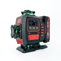 Niveau laser 4D 16 lignes, compatible avec batterie Li-Ion 18V, écran LCD latéral, affichage numérique de l'angle haute précision