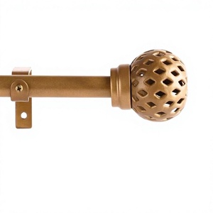 Classic Bronze <b>Curtain</b> Pole with Spherical <b>Finial</b> and Decorative Lattice Design - Product Image 6