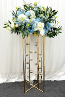 Support de fleurs de table de mariage, support de centre de table doré en forme de pilier, porte-bougie pour événements