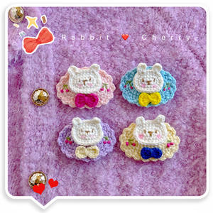 Grazioso Fermaglio <span class=keywords><strong>per</strong></span> Capelli a Forma di Coniglio con Ciliegia, Fatto a Mano in Lana, Ecologico, Colore Caramella <span class=keywords><strong>per</strong></span> Bambine - Product Image 2