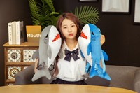 Sac à dos en peluche Requin avec ruban et tête de tigre, grand sac bandoulière pour enfants avec rembourrage en coton PP