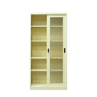 Armoire de rangement avec porte coulissante en verre pour bureau, armoire de classement métallique verrouillable pour espace de travail commercial