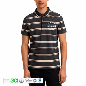 Camiseta de algodón clásica a rayas de color sólido para hombre con logotipo personalizado OME, manga corta, estilo vintage, con bolsillo, logotipo de color personalizable OEM - Product Image 2