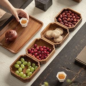 Boîte à fruits en bois de noyer Ruyi, plateau de service empilable pour la maison, la table à thé, les mariages, le bureau - Product Image 3