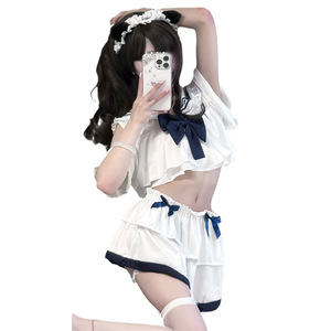 Conjunto de lencería sexy estilo anime con lazo, uniforme de colegiala japonesa, atuendo de ataque rápido, lencería erótica. - Product Image 5