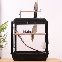 Cage à oiseaux à vue dégagée avec plateau coulissant et dessus ouvert, cage à perroquet pour la maison ou les voyages, cage en plexiglas, noir ou blanc.